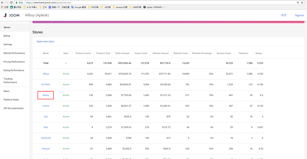 选择店铺下的账号
